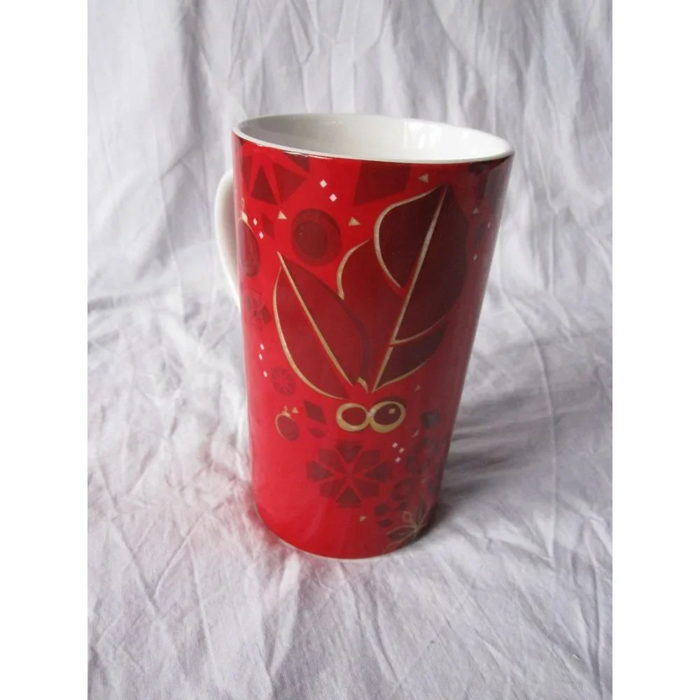 Starbucks 16 oz tall 2013 Red/Green Christmas‎ Siren Poinsettia Coffee Cup Mug